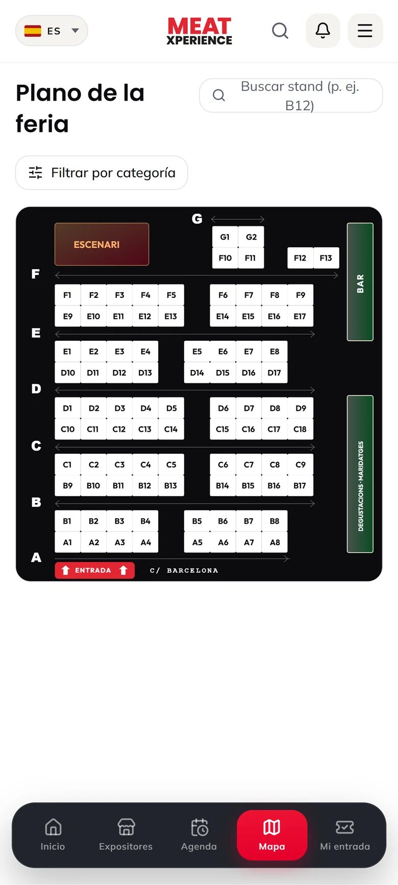 Mapa interactivo del recinto con los estands.