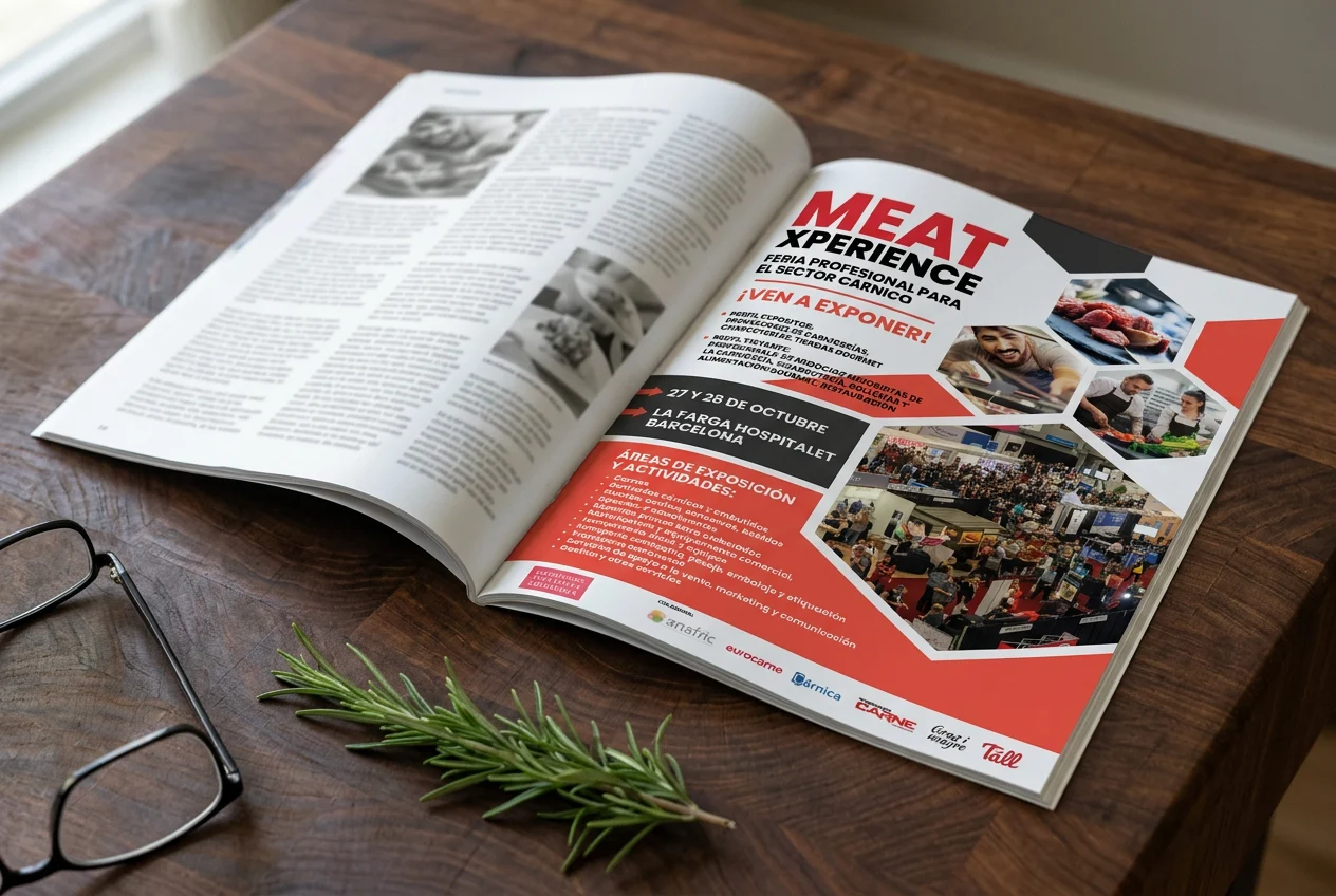 Revista del sector abierta por el anuncio a toda página de Meat Xperience.
