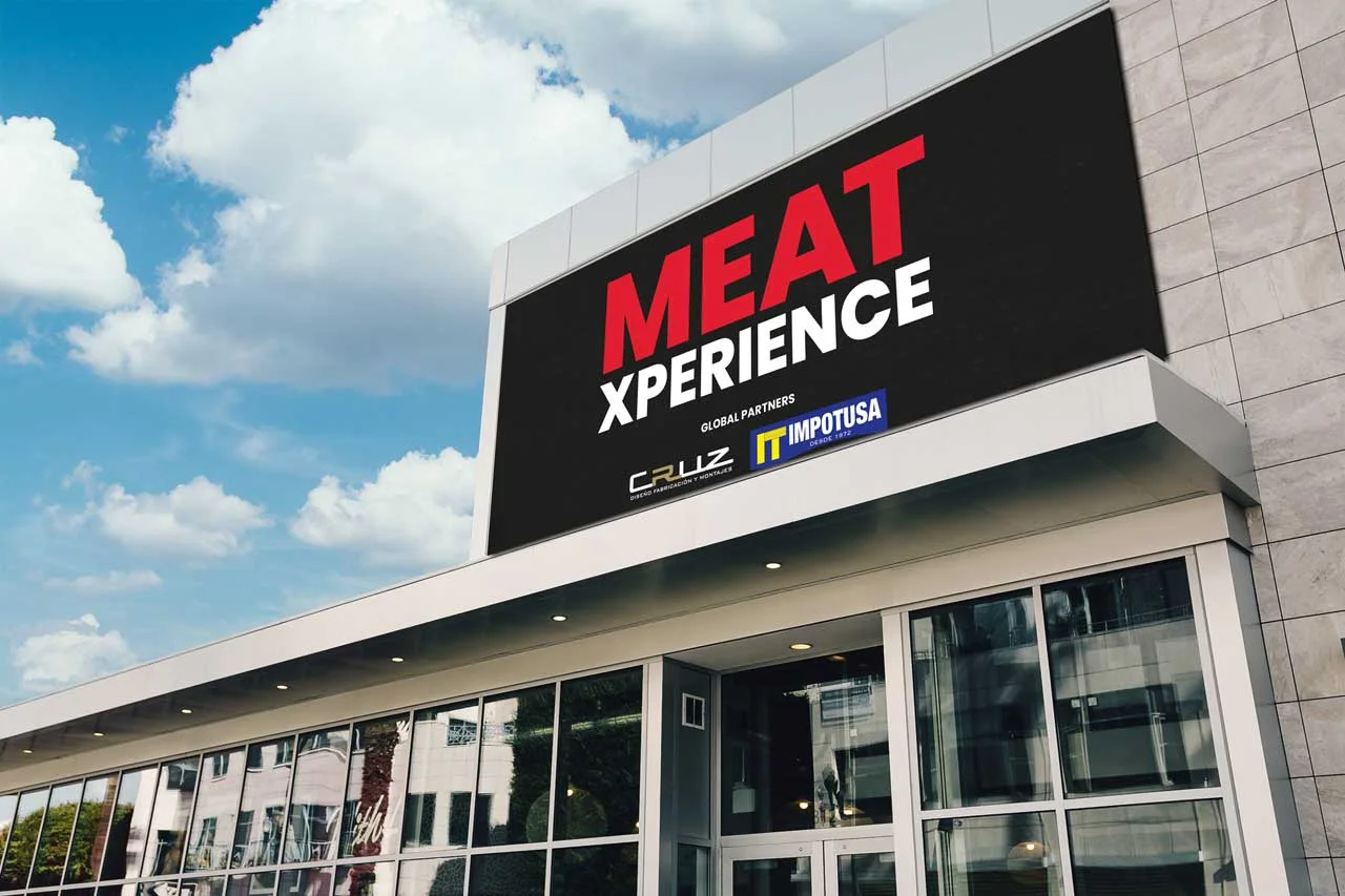 Propuesta de rotulación de la fachada del recinto con el logotipo de Meat Xperience.